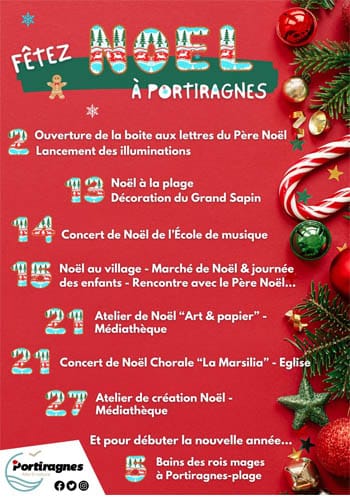 Affiche Marché de Noël Portiragnes-plage